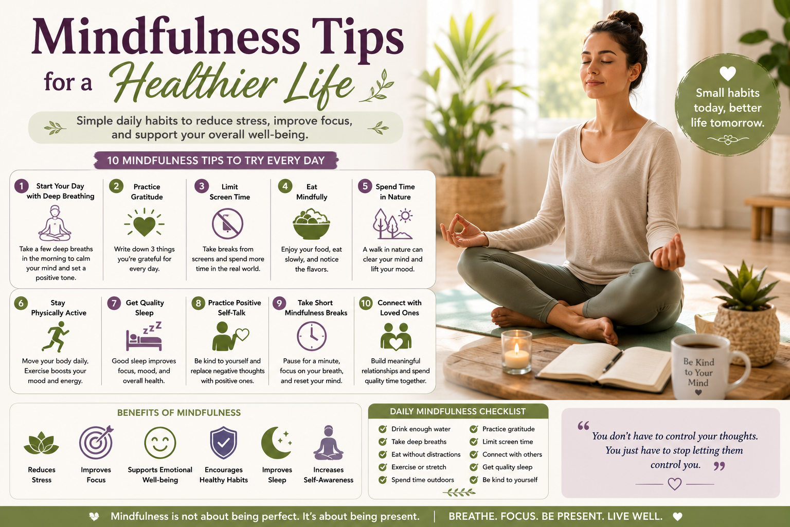 Mindfulness Tips for a Healthier Life: Simple Daily Habits to Reduce Stress and Improve Well-Being